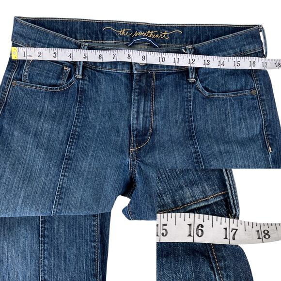 Old Navy The Sweetheart Denim Blue Jeans Front Pintuck Seams 12 Regular - Picture 11 of 14